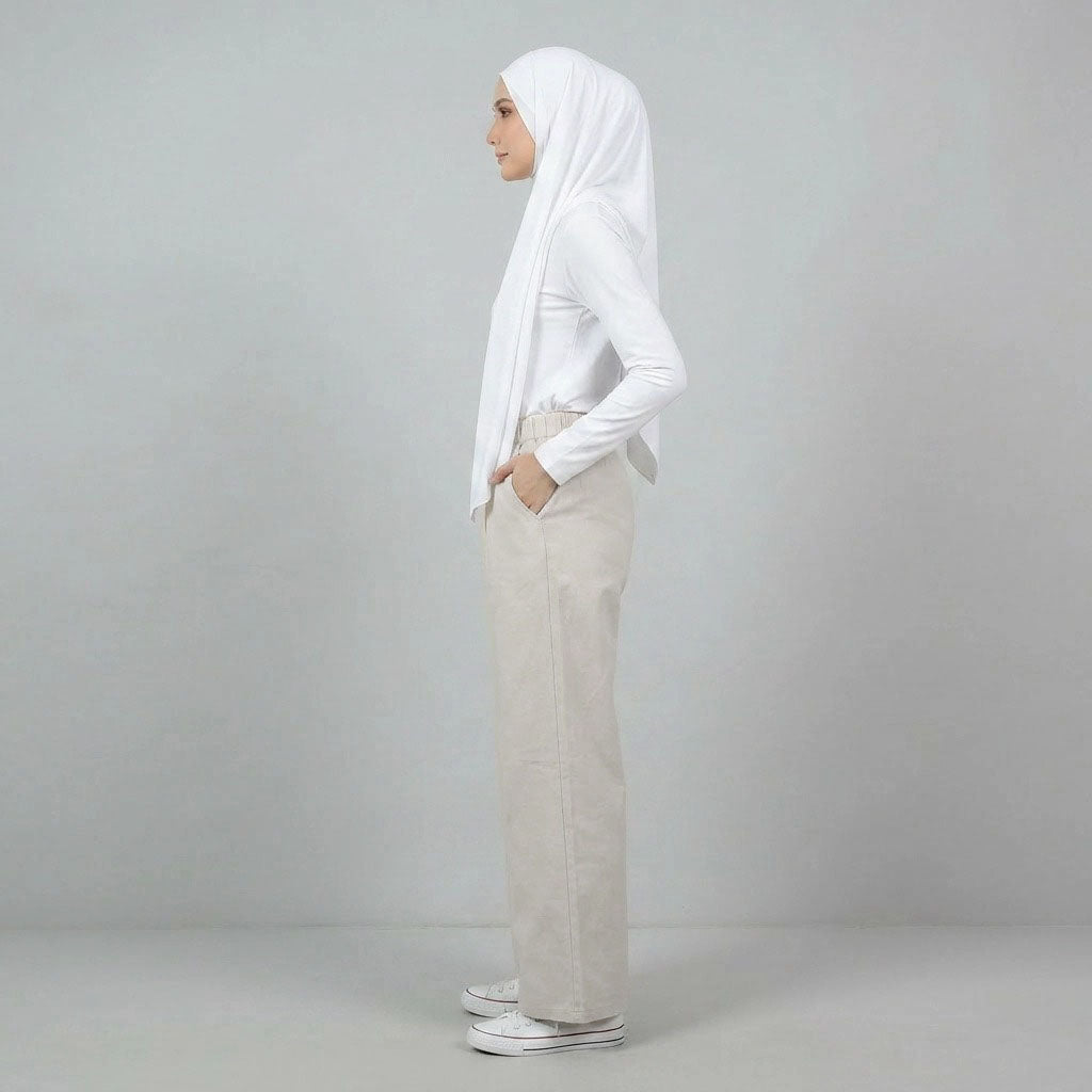 PIERRE CARDIN LADIES ELASTIC WAIST LONG PANTS [WIDE STRAIGHT] PC0091