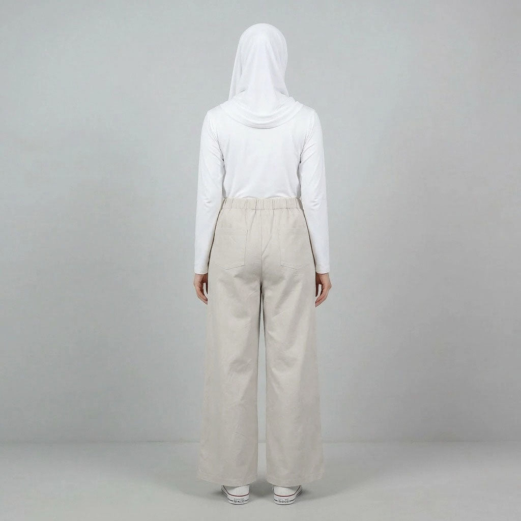 PIERRE CARDIN LADIES ELASTIC WAIST LONG PANTS [WIDE STRAIGHT] PC0091