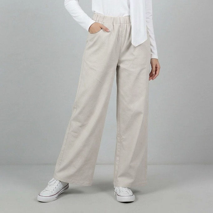 PIERRE CARDIN LADIES ELASTIC WAIST LONG PANTS [WIDE STRAIGHT] PC0091