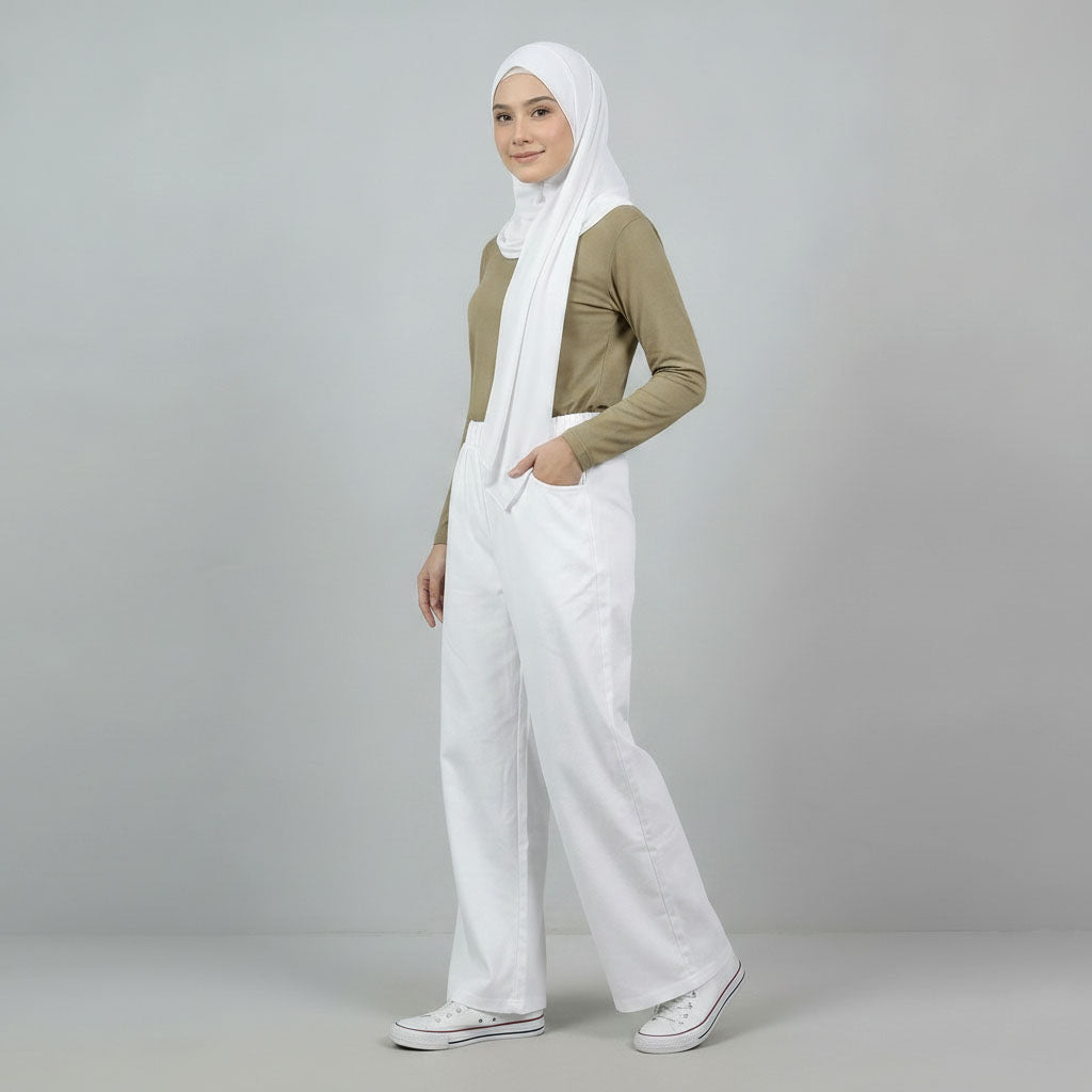 PIERRE CARDIN LADIES ELASTIC WAIST LONG PANTS [WIDE STRAIGHT] PC0091