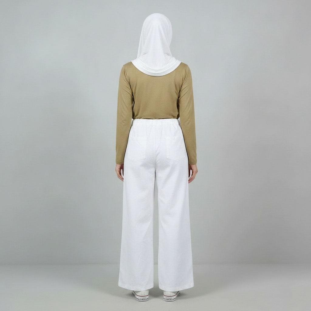 PIERRE CARDIN LADIES ELASTIC WAIST LONG PANTS [WIDE STRAIGHT] PC0091