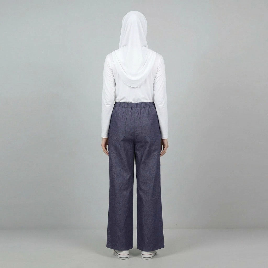 PIERRE CARDIN LADIES ELASTIC WAIST LONG PANTS [WIDE STRAIGHT] PC0091