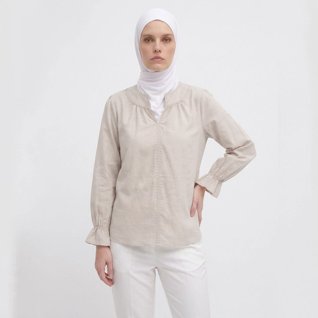 PIERRE CARDIN LADIES LONG SLEEVE BLOUSE [RELAXED FIT] PC0107
