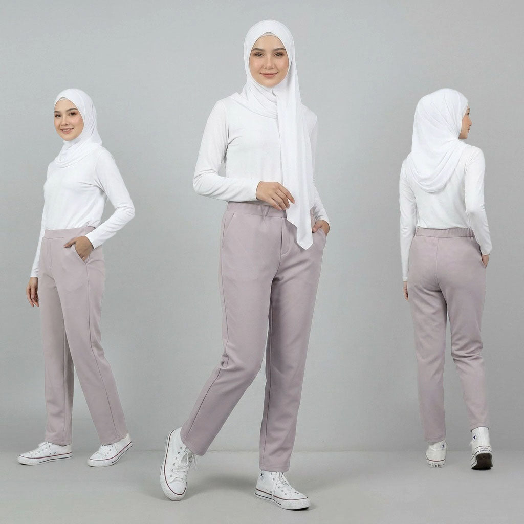 PIERRE CARDIN LADIES ELASTIC WAIST LONG PANTS [SLIM STRAIGHT] PC0087