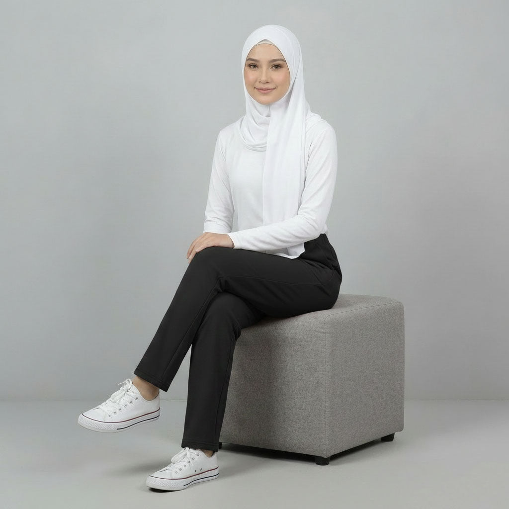 PIERRE CARDIN LADIES ELASTIC WAIST LONG PANTS [SLIM STRAIGHT] PC0087