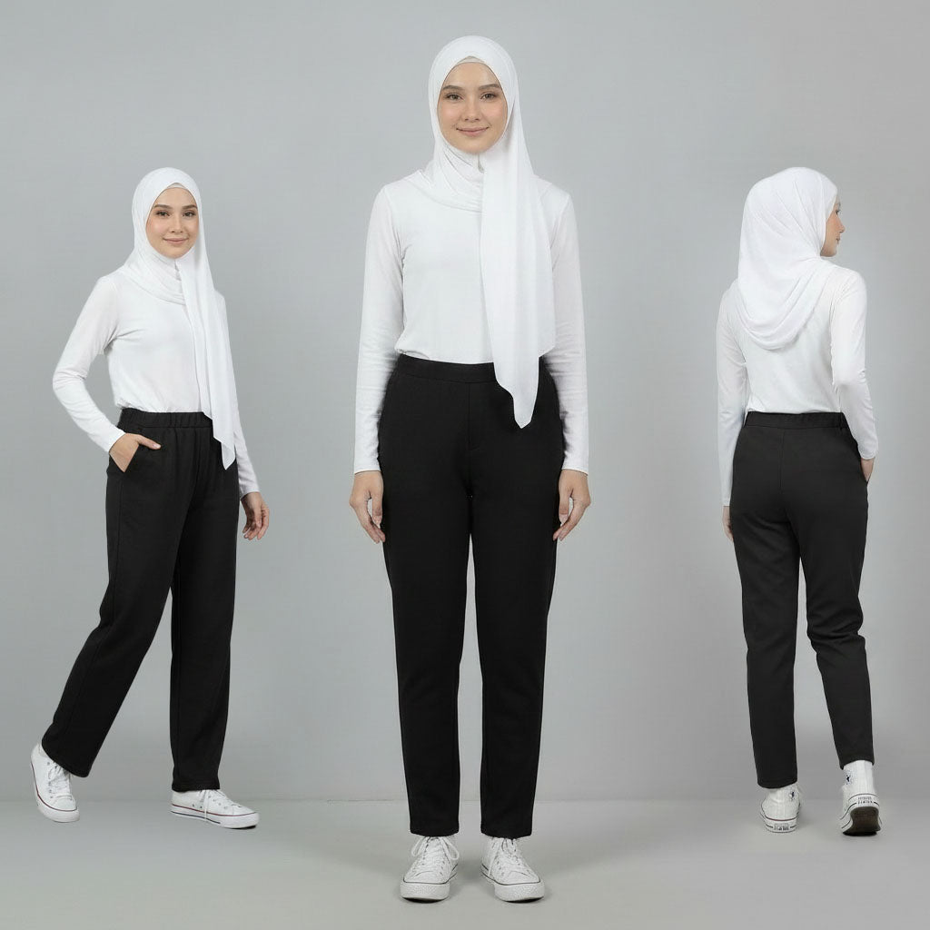 PIERRE CARDIN LADIES ELASTIC WAIST LONG PANTS [SLIM STRAIGHT] PC0087