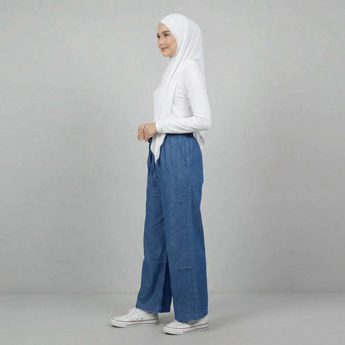 PIERRE CARDIN LADIES ELASTIC DRAWSTRING WAIST LONG PANTS [WIDE STRAIGHT] PC0088