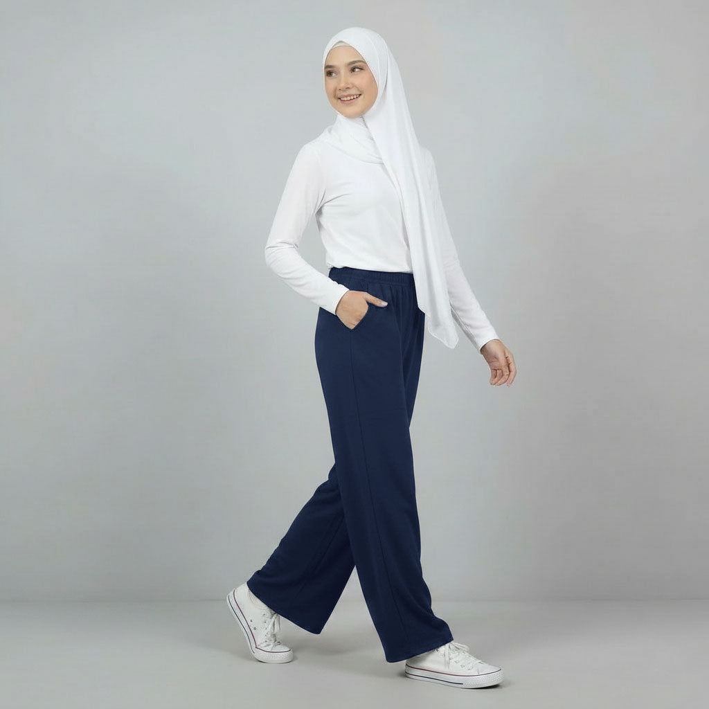 PIERRE CARDIN LADIES ELASTIC WAIST LONG PANTS [WIDE STRAIGHT] PC0089