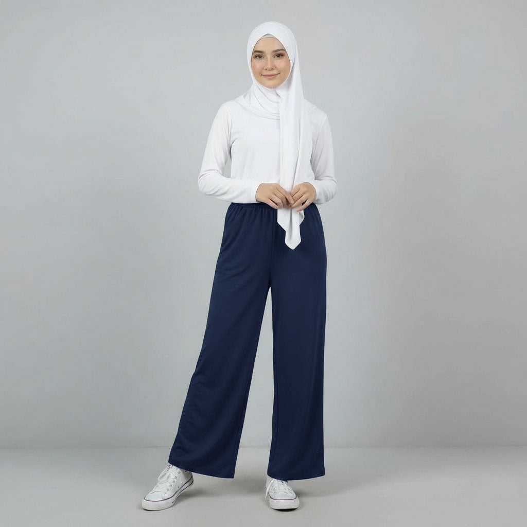 PIERRE CARDIN LADIES ELASTIC WAIST LONG PANTS [WIDE STRAIGHT] PC0089