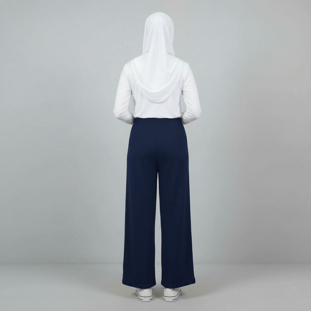 PIERRE CARDIN LADIES ELASTIC WAIST LONG PANTS [WIDE STRAIGHT] PC0089