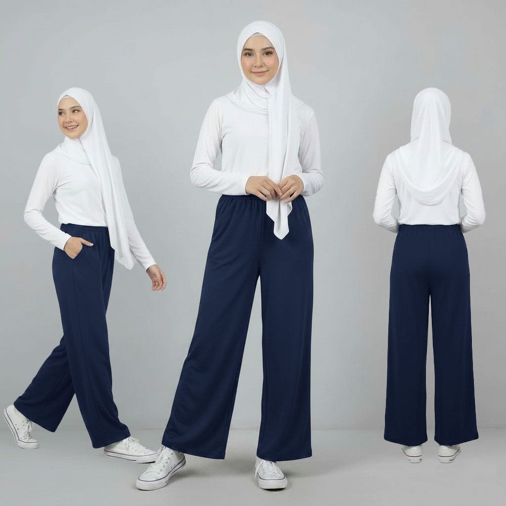 PIERRE CARDIN LADIES ELASTIC WAIST LONG PANTS [WIDE STRAIGHT] PC0089