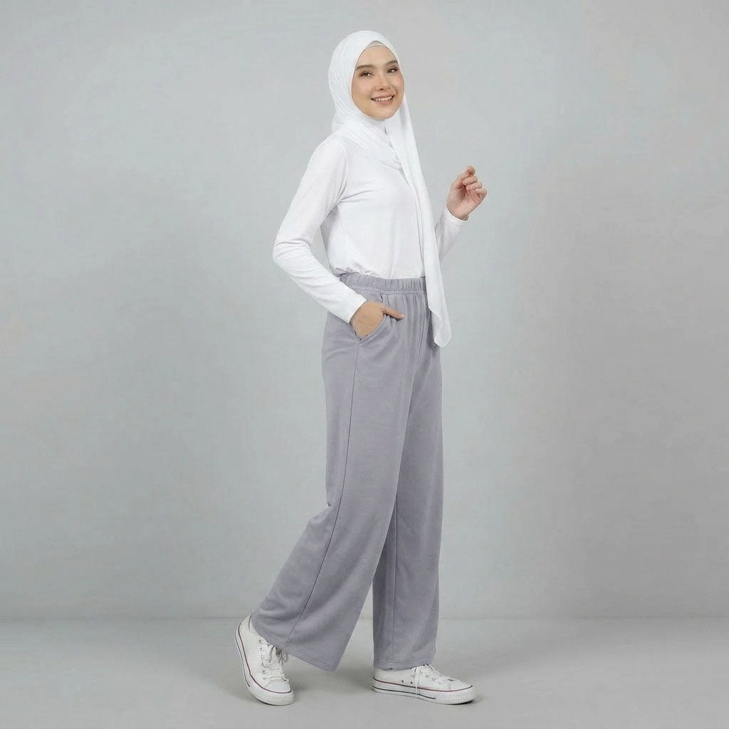 PIERRE CARDIN LADIES ELASTIC WAIST LONG PANTS [WIDE STRAIGHT] PC0089
