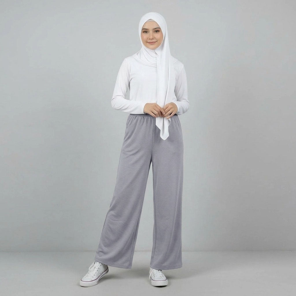 PIERRE CARDIN LADIES ELASTIC WAIST LONG PANTS [WIDE STRAIGHT] PC0089
