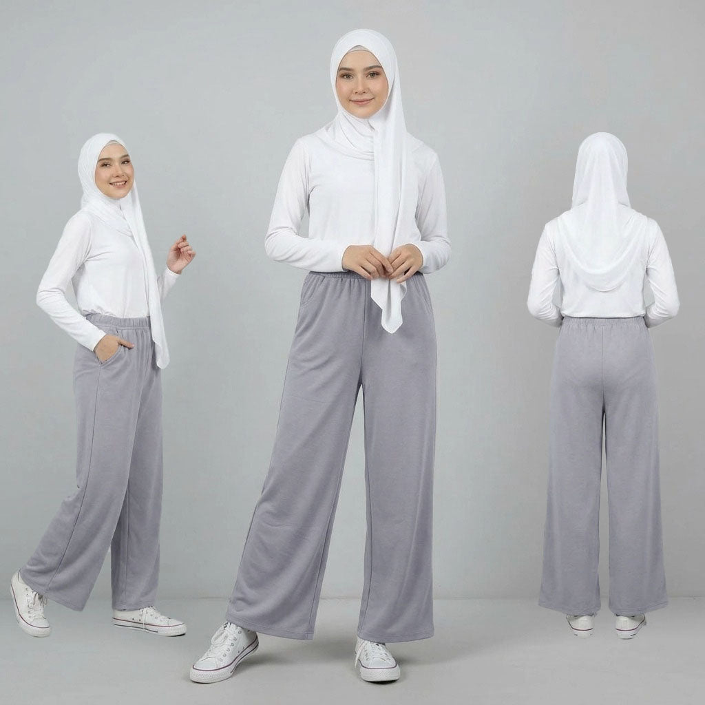 PIERRE CARDIN LADIES ELASTIC WAIST LONG PANTS [WIDE STRAIGHT] PC0089