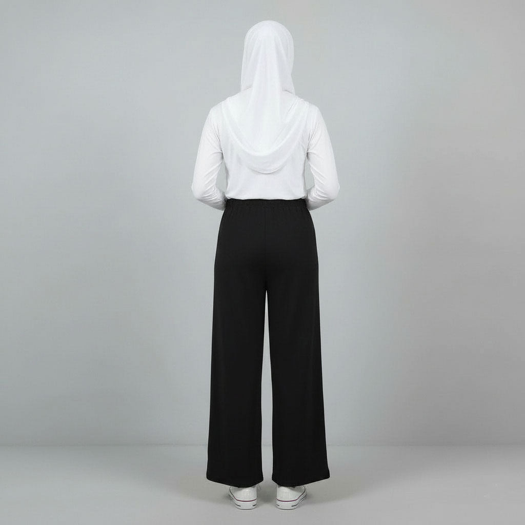 PIERRE CARDIN LADIES ELASTIC WAIST LONG PANTS [WIDE STRAIGHT] PC0089