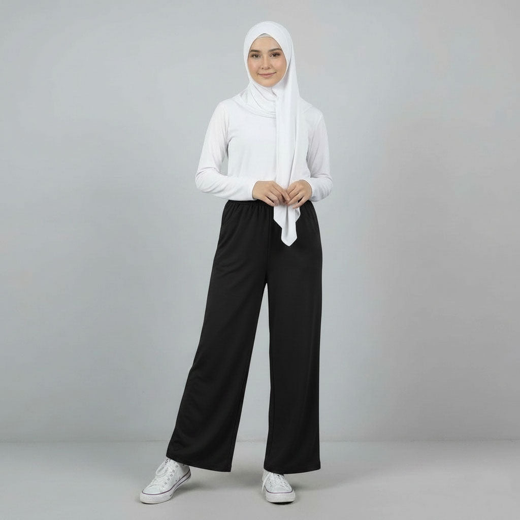 PIERRE CARDIN LADIES ELASTIC WAIST LONG PANTS [WIDE STRAIGHT] PC0089